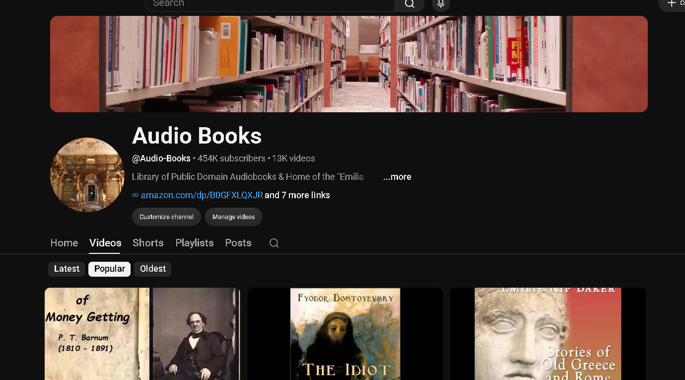 Audio Books YouTube channel